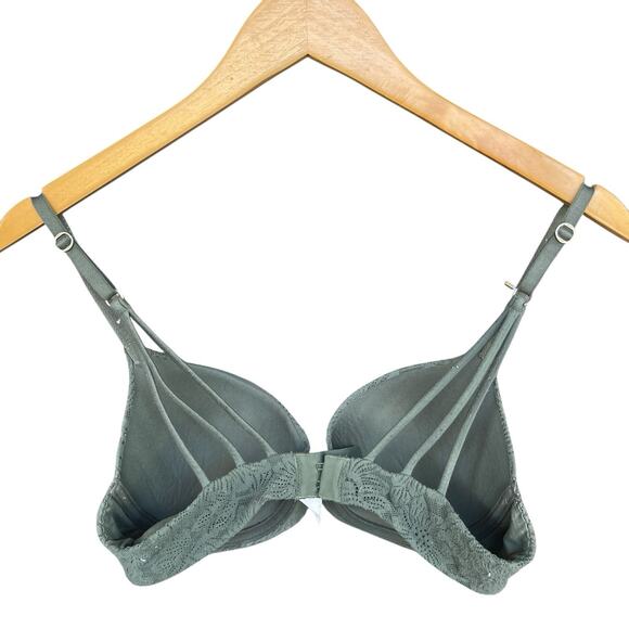 Aerie Sunnie Demi Push Up Bra 34C Green Lace Adjustable Underwire Floral - Picture 2 of 11